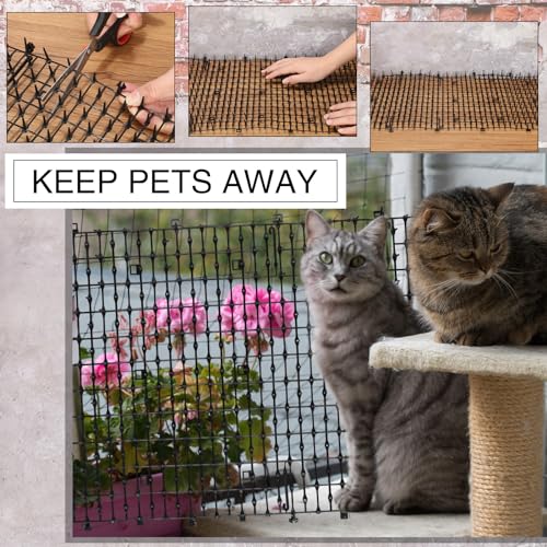 Abbylike 3 Pack 6.5 ft Cat Repellent Mat with Soft Spikes, Black - color: Black