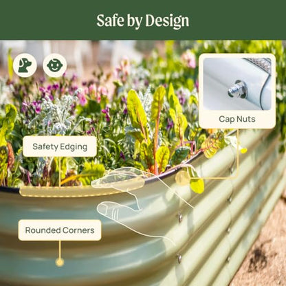 Vego garden Aluzinc Raised Garden Bed Kits, 17" Tall 6 in 1 Modular Metal Raised Planter Bed for Vegetables Flowers Patio Ground Planter Box, Sky Blue - color: Sky Blue