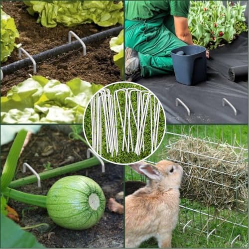 Petgrow 6 Inch Garden Stakes Galvanized Landscape Staples,U-Type Staples - size: 100 PACK