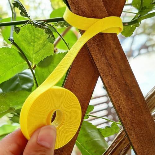 3Rolls Nylon Plant Ties Reusable Self Adhesive Plant Fastener Tape for Support Garden Supplies,200Ccm (Yellow) - color: Yellow