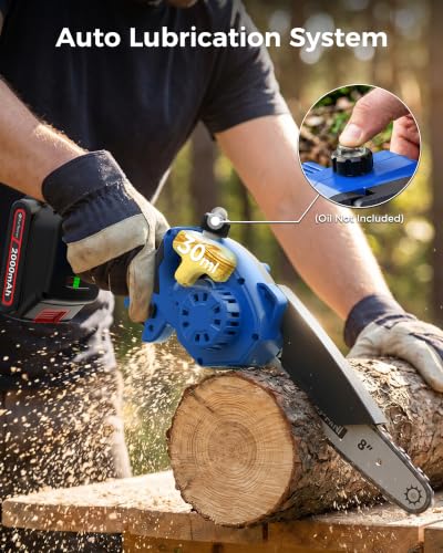 8 inch Mini Chainsaw with 1000W Brushless Motor - color: Navy Blue