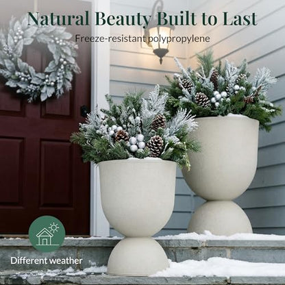 KOL 23 Inch Tall Planters, Beige Plastic Urn Planters, 1 Pack - color: Beige, size: Single: 23"