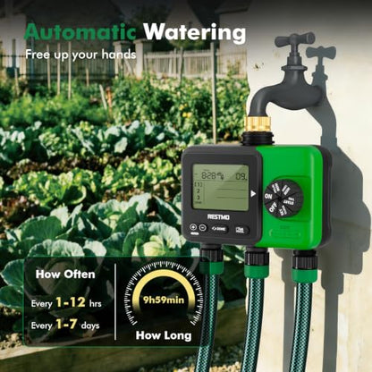 RESTMO 3-Zone Sprinkler Timer for Garden Hose with Brass Inlet - size: 3 Zone