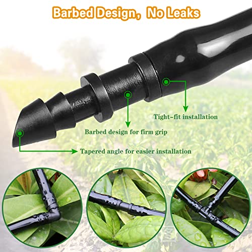 Gardrip 1/4 Inch Drip Irrigation Fittings Kit：140 Pieces Drip Irrigation Parts with Sharp End for 1/4" Irrigation Tubing Barbed Connectors for Home Garden 65 Couplings 50 Tees 10 Elbows 15 Goof Plugs - color: Sharp Barbed Fittings-140P