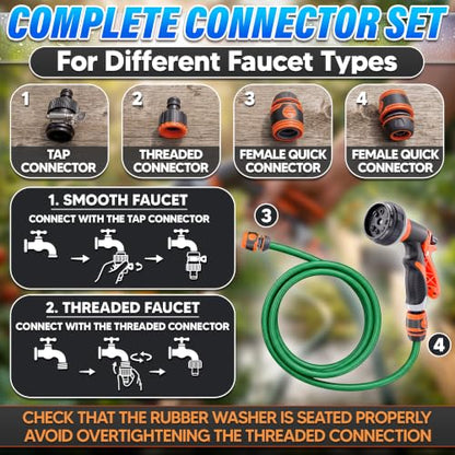 8 Pattern Garden Leak Proof Hose Nozzle Water High Pressure Sprayer - color: Grey-Orange