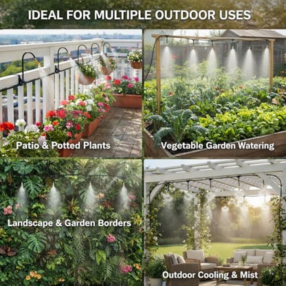 Drip Irrigation System 200FT 1/4", 36 Adjustable Copper Nozzles - color: 200ft