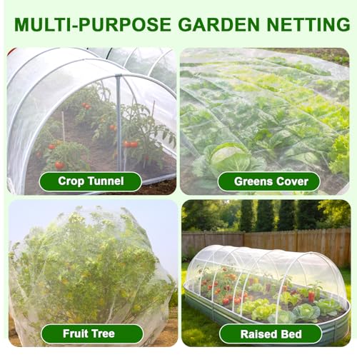8×10 FT Garden Netting, Ultra Fine Mesh Pest Barrier, Plant Covers Row Cover for Vegetables Fruits Flowers, Greenhouse Raised Bed Screen Protect Plants from Birds Bugs - size: 8×10FT