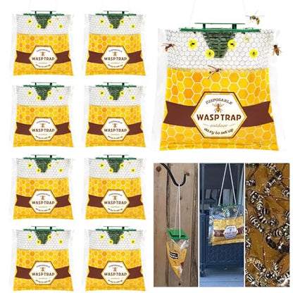 8 Pack Disposable Wasp Traps Outdoor Hanging, Bee Bags Traps for Outside