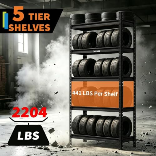 Heavy Duty 5-Tier Storage Shelves, 2204 lbs, 30" W x 12" D x 60" H - size: 60" H x 30" W x 12" D