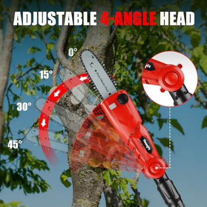 8-Inch Cordless Pole Saw Compatible with Milwaukee M18 18V Battery - color: Red