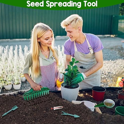 7 Pcs Seed Spreader Set, 2025 Upgraded Mini Seed Dispenser, Garden Seed Planter Tool, Hand Held Seed Spreader for Manual Gardening with 12-Hole Dibber, Multifunctional Spacer Gardening Tools