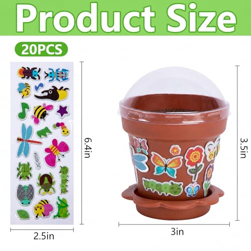 25 Packs Cupcake Plant Nursery Pots with Humidity Dome, Small Plastic Flower Plant Pots with 20 Sheet Stickers, Seeds Starter Pot Flower Planting Container for Seedlings Succulent Display (Wine Red) - color: 25 Packs With 20 Sheet Stickers