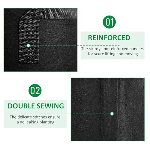 JNYONG 24-Pack 5 Gallon Thickened Non-Woven Grow Bags - size: 5 Gallon