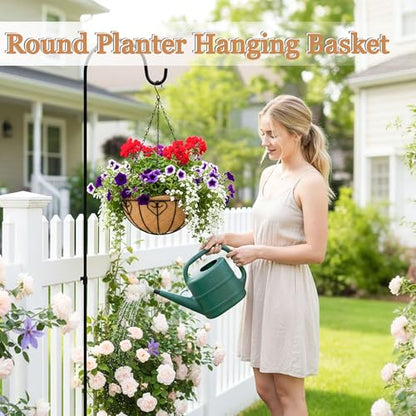 4 Pack 14 Inch Hanging Baskets for Plants Outdoor Metal Hanging Planter Basket with Coco Coir Liner Hanging Flower Baskets Hangings Flower Pots Holder for Garden, Patio(AX) - size: 14 Inch, style: Modern