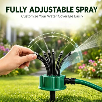360° Automatic Garden Sprinkler, Multi-Head Lawn Watering Sprayer for Roof Cooling, Garden Irrigation Tool