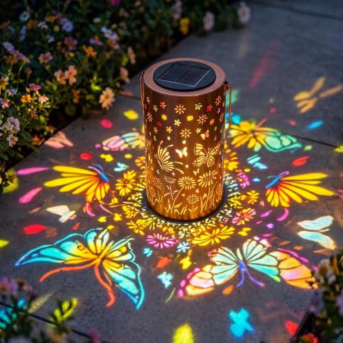Outdoor Solar Powered Butterfly Lantern Hang Yard Decor with Color Lighting - color: Multicolor