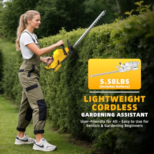 21-in 21V Cordless Battery Powered Electric Hedge Trimmer Yellow - color: Yellow