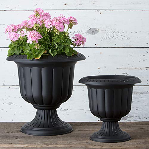 Root & Vessel, Classic Urn Planter, Black, 14-Inch - color: Black, size: 14 Inch