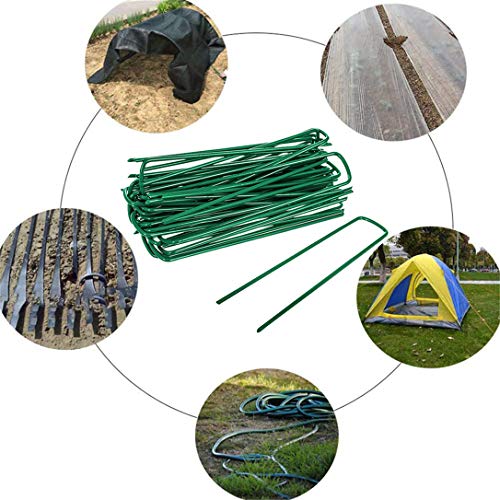 Yeasing Garden Pegs Pins Ground Stakes Staples Spikes U Shaped Landscape Securing Nail Pin Lawn Fabric Netting Matting 6Inch 20PCS - size: 6 inch