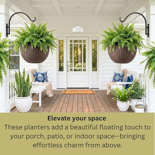 LaLaGreen Hanging Planters (11in, 4 Pack) Self-Watering Hanging Flower Pots - color: Brown X 4