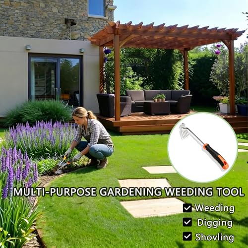 Weed Puller Tool, Multi-Purpose 5 Teeth Weed Remover Tool for Gardening