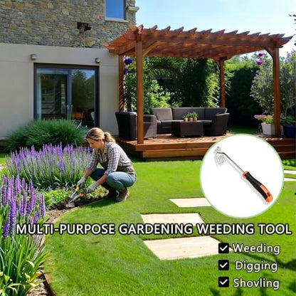 Weed Puller Tool, Multi-Purpose 5 Teeth Weed Remover Tool for Gardening