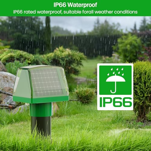Mole Repellent Screw Solar Powered Gopher Deterrent Stake for Outdoor Lawns with Electic Vibration, Repels Snake Vole Groundhog Armadillo from Yard and Garden (4 Pack)