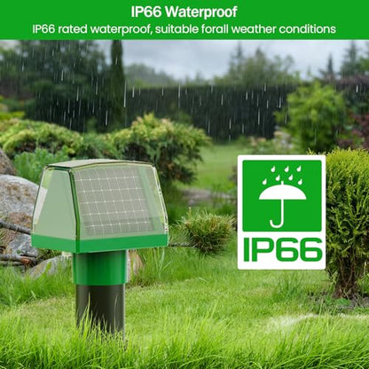 Mole Repellent Screw Solar Powered Gopher Deterrent Stake for Outdoor Lawns with Electic Vibration, Repels Snake Vole Groundhog Armadillo from Yard and Garden (4 Pack)