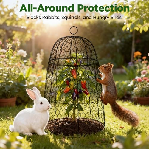 6 Pack XL Metal Garden Cloches for Plants, 17" Tall Chicken Wire Cloches - color: Black - 6 Pack