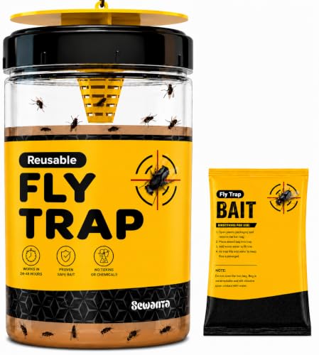 Outdoor Fly Trap [Set of 1] Fly Traps with Dissolvable Non-Toxic Bait - Fly Repellent for Outdoor Use Only - Controls Flies for Patios, Barns, Ranches Etc. Hanging Fly Traps with Tie Included - style: 1 Trap