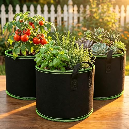 7 Gallon Grow Bags, Heavy Duty Fabric Pots with Handles for Vegetables - size: 7 Gallon