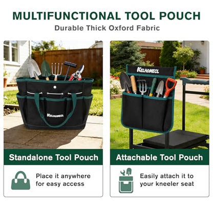Garden Kneeler and Seat - Extra Wide Thick EVA Pad, Heavy Duty Foldable Garden Bench Holds 350lbs, 2-in-1 Gardening Stool with Detachable Tool Bags, Gardening Gifts for Women, Men & Seniors - color: Black & Green