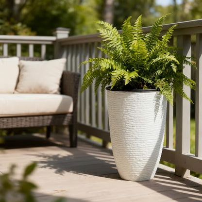 Worth 21" H White Tall Planters with Inside Pots, 2-Pack Large Plant Pots - color: White