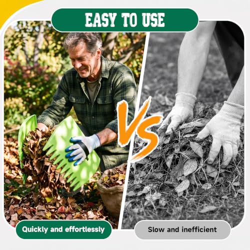 9 Pcs Leaf Scoops Hand Rakes Set with Gloves for Yard