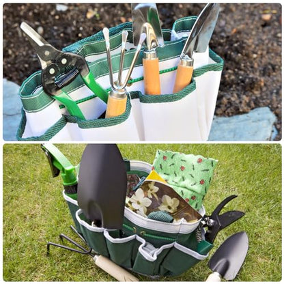 HARFINGTON 2pcs Garden Tool Bag 11.81" x 3.94" x 10.83" Large Oxford Bag with Pockets Garden Tote Bag Gardening Plant Tool Organizer Storage Carrier Store for Outdoor Women Men, Blue