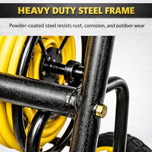 Garden Hose Reel Cart, Heavy Duty Hose Reel with Wheels, Outdoor Water Hose Reel for Backyard, Garden, or Lawn, Metal Hose Carts (400ft Hose Carriage) - size: 400ft Carriage Hose Capacity