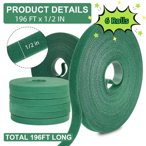 Reusable Plant Tape for Effective Growing, 6 Rolls, 196 ft x 1/2 in