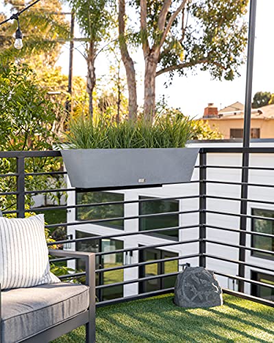 Veradek Pure Series Railing Planter - Tapered Window Box with Bracket - color: Gray, size: 36 inch - 2 Pack