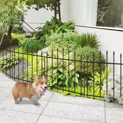 26” x 12’ No-Dig Metal Garden Fence with Stakes, Panels Fencing for Dogs - size: Roman Col 26″H x 12ft (6Panels)