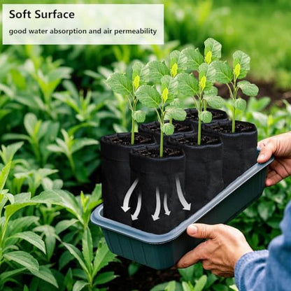 Belit 100 Pcs 10.2" H Deep Nursery Grow Bags, Non-Woven Plants Pots Container for Starting Rooted Plants Vegetable, Flower, Seedling Tree, Black - color: Black, size: 100 Pcs 7.5"x10.2"