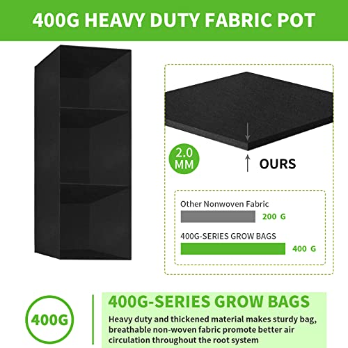 ANGELIOX 2Pcs Grow Bags, 3-Grids Rectangle Grow Bag,14 Gallon Thickened 400G Fabric Garden Bed, Nonwoven Square Flower Planter Containers for Flowers,Vegetable,Fruit, Growing Pots with Handles - size: 90*30*20-2Pack
