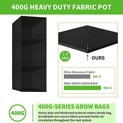 ANGELIOX 2Pcs Grow Bags, 3-Grids Rectangle Grow Bag,14 Gallon Thickened 400G Fabric Garden Bed, Nonwoven Square Flower Planter Containers for Flowers,Vegetable,Fruit, Growing Pots with Handles - size: 90*30*20-2Pack