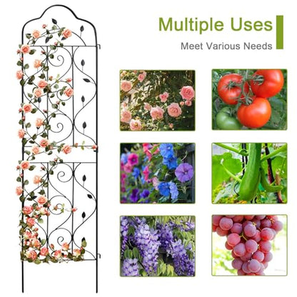 hogardeck 4 Packs 72 * 18 inch Metal Garden Trellis for Climbing Plants Outdoor,Heavy Duty,Black Coating Rustproof Trellis for Rose, Vegetable, Flowers, Expandable,Perfect for Training Climbing Plants - size: 72*18 in