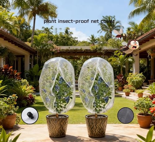 Drawstring & Zipper Fruit Tree Netting Cover - Reusable Bird Netting for Blueberry Bushes, Anti-Cicada/Deer/Squirrel Large Plant Protection Net - size: 9.8×9.8Ft