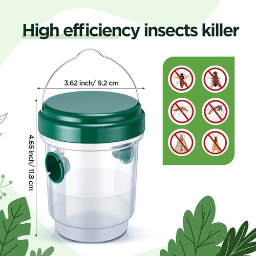 Qualirey 6 Pcs Wasp Traps for Outdoors Wasp Killer Hanging Bee Traps Reusable Fly Bee Killer for Indoor Outdoor Patio Garden Home (Green)