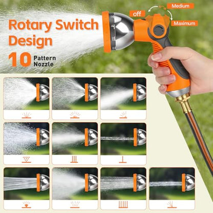 Retractable Garden Hose Reel 100 FT, 1/2" Heavy Duty Garden Hose - color: Gray & Orange