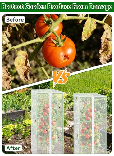 ZeeDix 57x16.1 in Garden Tomato Plant Cover Netting for Square Tomato Cage - color: 4 Pack, size: 57inch