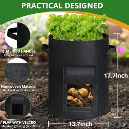 GOTGELIF 6 Pack 8 Gallon Grow Bags Fabric Planting Pots