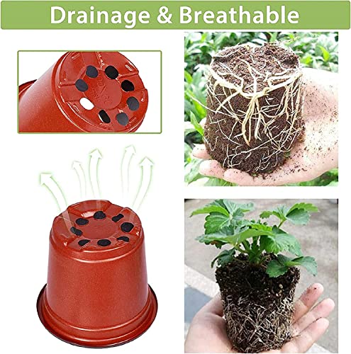 Plastic Planter Nursery Seedlings Pots - 5 Inches 100Pcs Flower Plant Container Seed Starting Pot for Outdoor Succulents Seedlings Cuttings Transplanting - size: 5 x 5 x 4 in