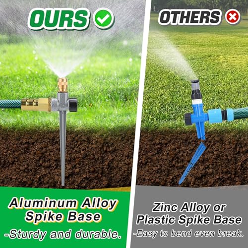 Acostop 2pcs 360° Spray Sturdy Metal Sprinklers for Yard Lawn Small Garden